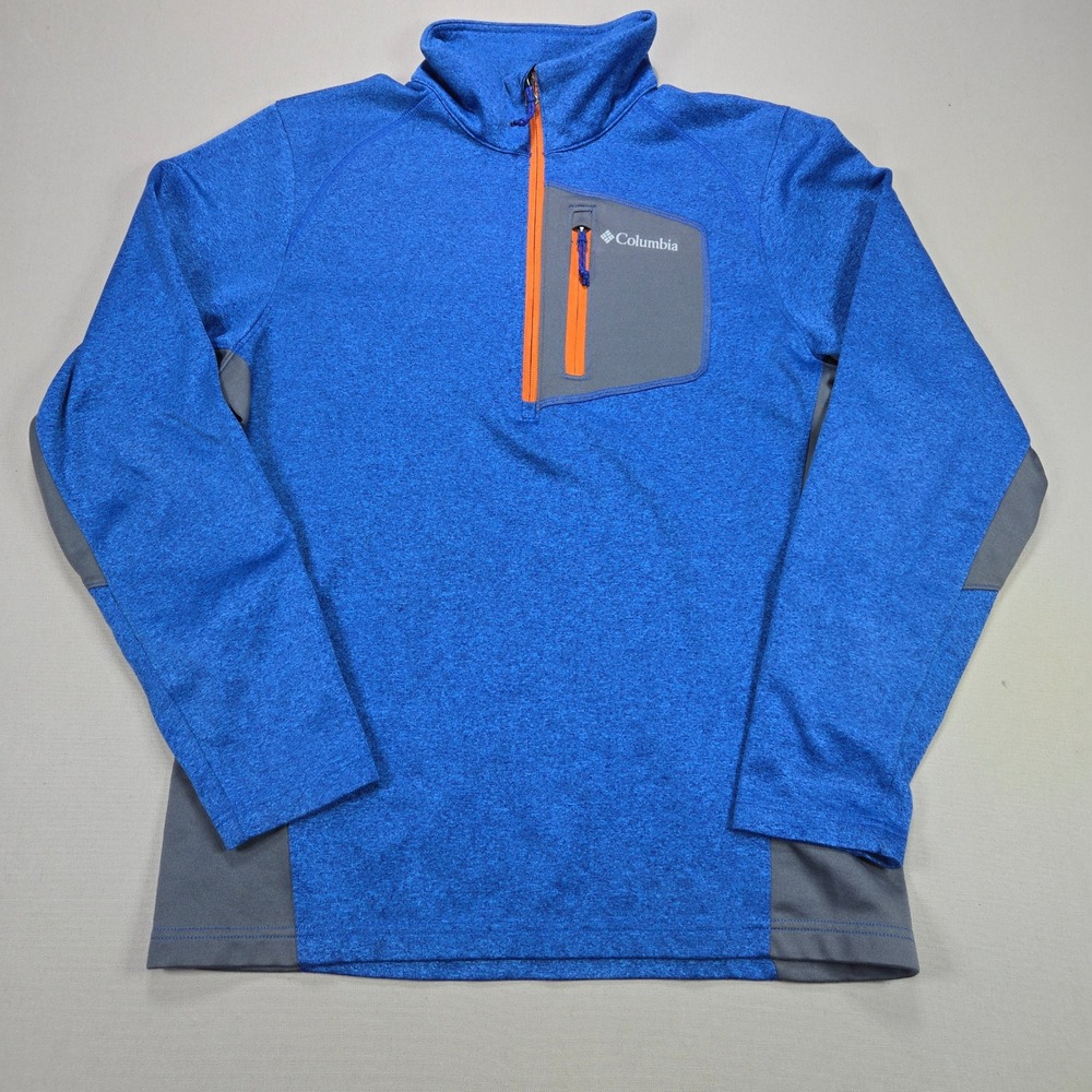 Columbia Mens Small Blue Heather Quarter‎ Zip Fleece Pullover Chest Pocket S